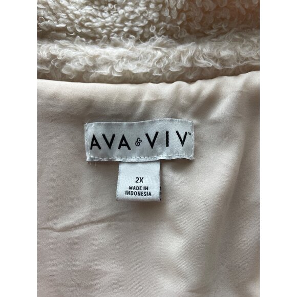 AVA & VIV Teddy Bear Sherpa Women's Jacket Faux Fur Polyester Cream Cozy Size 2X - Picture 5 of 8